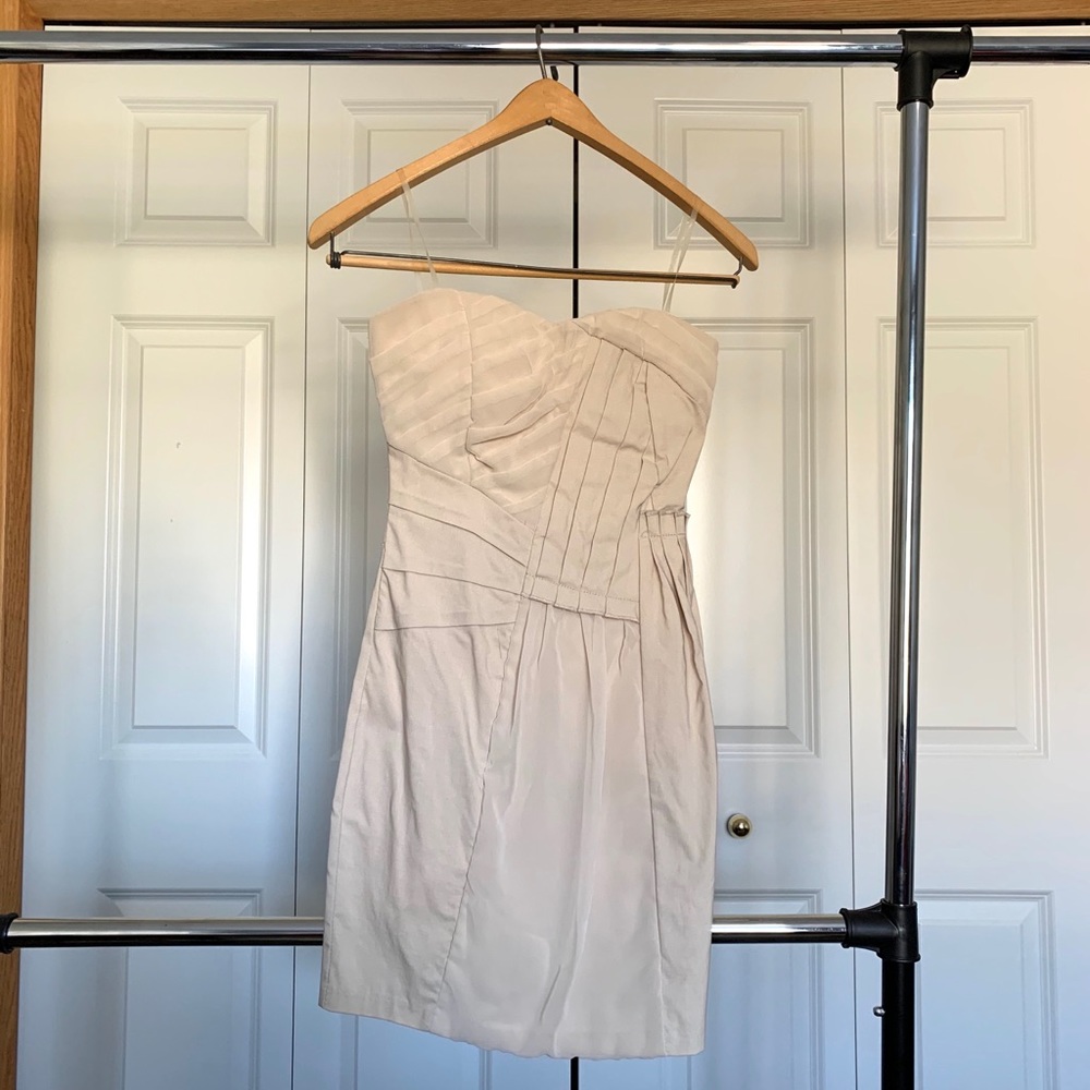 Do & Be Cream/Khaki-Colored Strapless Dress